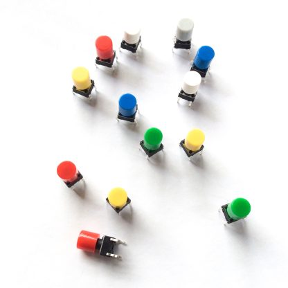 Momentary Push Button Tactile Switches with Caps (2pcs, 6x6x10mm)